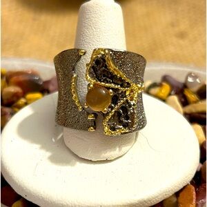 Artistic Silver Band wit Citrine Stone